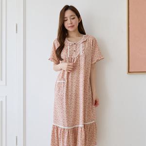 바풀 CA4V302-16 여성잠옷 큐디시 반팔 잠옷 원피스 홈웨어