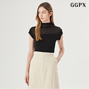 [GGPX]시스루 반하이넥 티셔츠 (GOBLW016D)