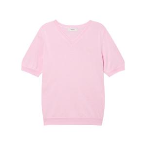 헤지스 여성 24SS 클리어런스핑크 단색 면혼방 반팔니트 HSSW4BC41P2