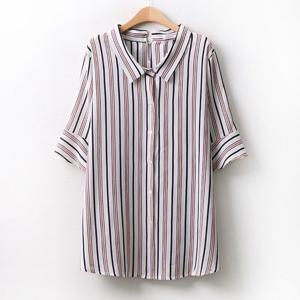 [아이우먼] 세로줄롱블라우스 IR9878M407 빅사이즈