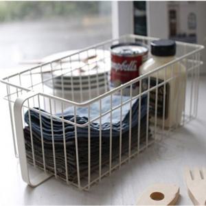 도브 손잡이 철재 바스켓 수납함(화이트)