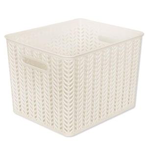 헤링본 오픈 바스켓 바구니 7호 화이트