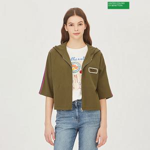 베네통 스트라이프 배색 후드 니트 가디건 BAKC02341_KA