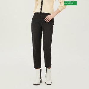 베네통 백 레터링 자수 배기 데님 팬츠 BADP16341_BK