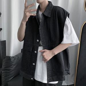 청조끼 데님자켓 가을아우터 연청 오버핏