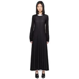 25 FW 헬무트랭 여성 블랙   화이트 더블 레이어 맥시 드레스 242154F055000