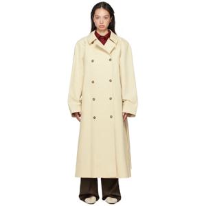 25 FW Loulou de Saison 여성 오프 화이트 카미나 트렌치 코트 242473F067000