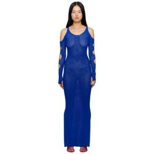 25 FW 오프화이트 여성 블루 크로셰 맥시 드레스 231607F055011