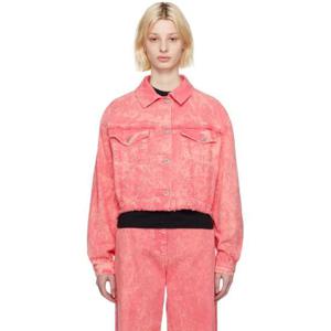 25 FW 엠에스지엠 여성 핑크 크롭 데님 재킷 231443F060000