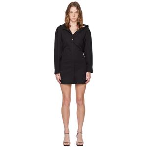 25 FW 쟈크뮈스 여성 블랙 라 카사 라 미니 로브 슈미즈 미니 드레스 242553F052025