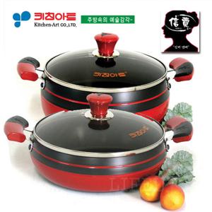 키친아트 신비(  )투톤경질냄비 2종E SET(24+24전)