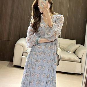 F007203_로맨틱 V넥 셔링리본 롱원피스