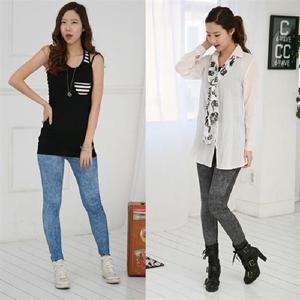 OE-2474 기본돌청 데일리 스판 청나염레깅스 패션