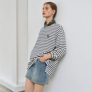 UNISEX 롱슬리브 보더 티셔츠 [WHITE] / SBE1U01003-WOMAN