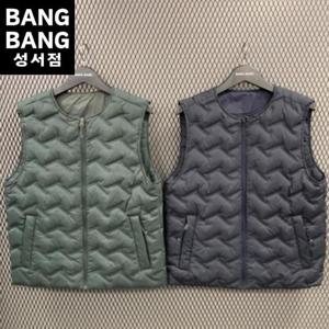 뱅뱅 HC04 가을 공용 라운드넥 집업 패딩조끼 NEK712