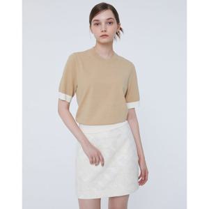 질스튜어트 뉴욕 여성 24SS 클리어런스스테디셀러베이지 컬러배색 반팔니트 WJSW4B834I2