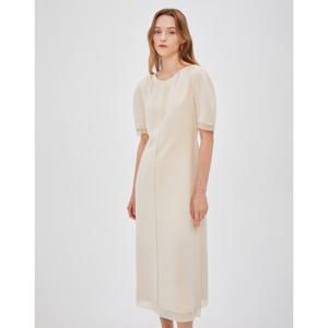 질스튜어트 뉴욕 여성 24FW 아이보리 절개 디테일 반팔 롱원피스 JSDR4D200IV