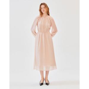 질스튜어트 뉴욕 여성 24FW 핑크 프릴넥 허리 밴딩 롱원피스 JSDR4D230P4