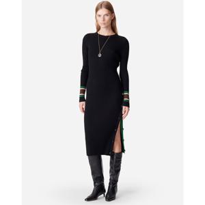 바네사브루노 24FW 시즌오프 블랙 울혼방 컬러배색 골지 긴팔원피스 VIDR4F211BK