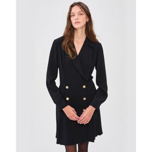 질스튜어트 뉴욕 여성 24FW 블랙 더블 버튼 플리츠 포인트 미니 원피스 JSDR4D400BK