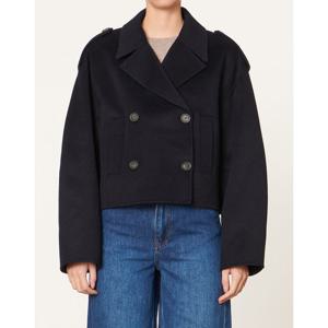 바네사브루노 24FW 시즌오프 다크네이비 울혼방 더블버튼 크롭 점퍼 VIJU4F104N3