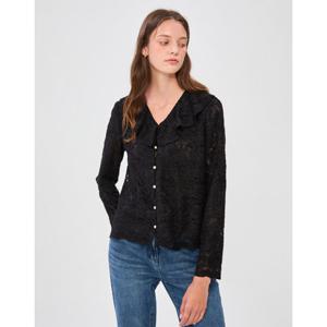 질스튜어트 뉴욕 여성 24FW 블랙 진주 버튼 레이스 셔릉 포인트 블라우스 JSBL4D410BK