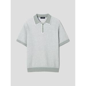 [LANSMERE] 리넨 혼방 배색 폴로넥 스웨터  라이트 그린 (LA5351L03L)