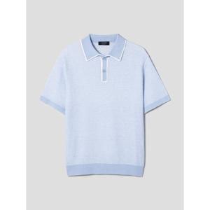 [LANSMERE] 리넨 혼방 배색 폴로넥 스웨터  스카이 블루 (LA5351L03Q)