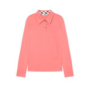 닥스 여성 25SS 핑크 체크 배색 긴팔 카라 티셔츠 DLTS5BE11P2