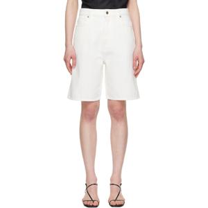 25 FW Loulou de Saison 여성 오프 화이트 이수 데님 쇼츠 251473F088009