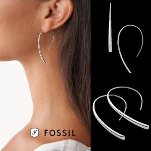 파슬 Fossil JF01702040 여자 Bevel 실버 톤 후프 귀걸이
