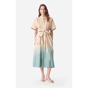 바네사브루노 24FW 라이트옐로우/그린 타이다이 면 반팔 원피스 VIDR4F104E1