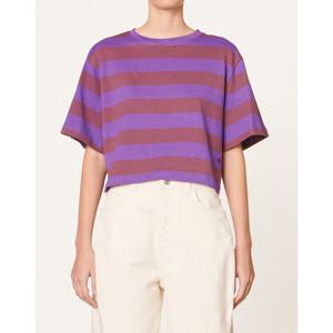 바네사브루노 24FW 퍼플 면 스트라이프 크롭 티셔츠 VITS4F103U2