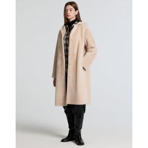 아떼 바네사브루노 여성 24FW 품절임박 라이트베이지 후드탈착 양모피 무스탕 VLJU4D475I1