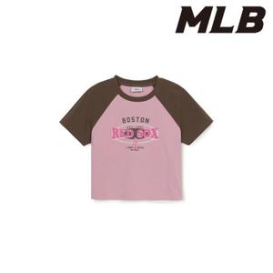 MLB (3FTSV0853-43PPM) 여성 바시티 빈티지 워싱 라글란 크롭 반팔 티셔츠