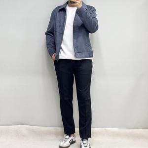 [바쏘옴므]비건레더 스웨이드 블루네이비 가죽 자켓 WSZ5UA22ANY