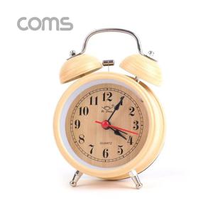 아날로그 Coms 탁상용 시계 Wood 알람시계 원형