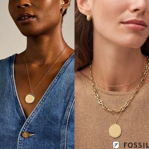 파슬 Fossil JF03888710 여자 남자 각인 가능한 Drew 골드톤 펜던트 목걸이