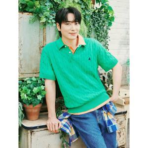 [빈폴멘] [빈폴솔솔니트] 케이블 칼라넥 니트  애플 그린 (BC5451C40K)