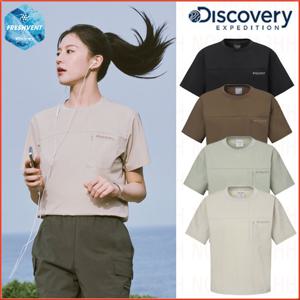 디스커버리 25년/신상 여름 프레시벤트 우븐 여성 포켓 반팔티셔츠/냉감기능티 DWRS9C053-DXNW