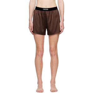톰포드 반바지 브라운 실크 박서 쇼츠 242076F088002