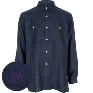 니들스 25SS 블루 샴브레이 린넨 워크 셔츠 QV291 BLUE