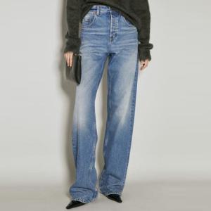25 FW 생로랑 여성 롱 익스트램 배기 데님 진 청바지 블루 760009 Y04PG 4599