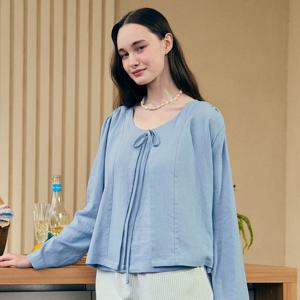 Linen Shirring Cardigan - Blue [N19SSBL003]