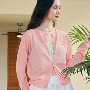 See-through Round Neck Cardigan - Pink [N25SMKN002]