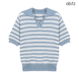[ab.f.z] 펀칭 배색 세일러 반팔 니트 (AFX2ZW32A)