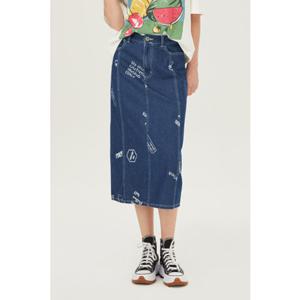 베네통 레터링 밴딩 데님스커트BASK92431