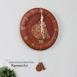 바이크젠틀신사 브라운 무소음 인테리어 벽시계 선물