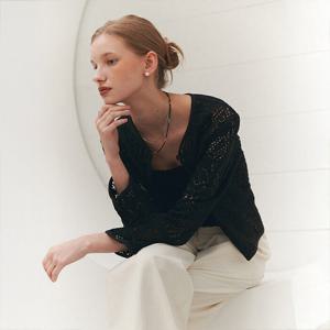 [모우트] LACE PUNCHING CARDIGAN_moat black [MO23SJK005]