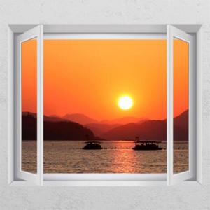 아트박스/꾸밈 cm834-바다위의일출_창문그림액자